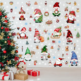 Christmas Gnomes Wall Stickers Decoration 12 Sheets, Christmas Wall Decals Holiday Gnome Decor, Winter Snowflake Vinyl Stickers For Living Room Bedroom Home Office Decor