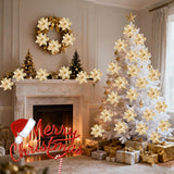 24 Pcs Christmas Artificial Poinsettia Flowers, 5.9" Glitter Artificial Christmas Flowers With Clips For Christmas Tree Diy Wreath Party New Year Decor (Gold)
