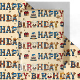 Cowboy Birthday Wrapping Paper - 4 Jumbo Sheets, 28 * 40 Inches - Western Farm Gift Wrap With Cowboys Hat Boots Cake, And Happy Birthday, Perfect For Kids Boys Girls Birthday, Baby Showers