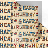 Cowboy Birthday Wrapping Paper - 4 Jumbo Sheets, 28 * 40 Inches - Western Farm Gift Wrap With Cowboys Hat Boots Cake, And Happy Birthday, Perfect For Kids Boys Girls Birthday, Baby Showers