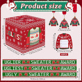 67 Pcs Xmas Ugly Sweater Game Sets With Ugly Sweater Contest Voting Box 60 Ballot Cards 3 Award Sashes And 3 Medals For Xmas Party Game Decorations Holiday Party Supplies