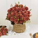 18 Heads Brown Artificial Chrysanthemum Brown Silk Artificial Flowers Fake Mums Bouquet Fake Flowers With Stems Arrangements For Home Kitchen Table Centerpieces Decor Indoor 2 Pcs