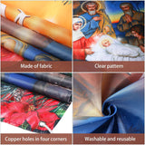 Christmas Decoration Outdoor Religious Door Cover Holy Nativity Front Door Hanging Backdrop Xmas Photography Background For Winter House Church Party Supplies, 70 X 35 Inch