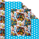 Reversible Birthday Gaming Wrapping Paper Roll - 17 Inch X 33 Feet - Video Game Birthday Gift Wrap For Game Lover Party