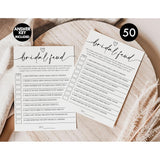 50 Bridal Family Feud (50-Cards) Fun Wedding Shower Decorations Engagement Party Rehearsal Dinner Game Activity, Minimalist Script