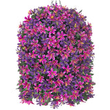 Artificial Flowers Plants For Outdoor With Basket, 4Pcs Silk Hanging Faux Flowers Long Trailing Vines For Outside Home Porch Patio Decoration, Fuchsia & Purple