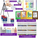 133-Piece Artist Painting Kit - Aluminum & Wood Easel, 24 Each (Acrylic, Oil, Watercolor Paints), 8 Canvases, 44 Brushes, 4 Paint & Sketch Pads - Painting Kits For Adults, Gift Set