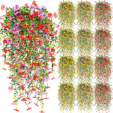 12 Pack Artificial Hanging Flowers Plants For Outdoors 30 Inch Uv Resistant Fake Plastic Faux Artificial Plants Bulk For Planter Porch Patio Yard Garden Wedding Wall Indoor