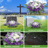 Artificial Cemetery Flowers,Silk Memorial Cake For Cemetery,Artificial Flower Centrepieces For Tables,Artificial Rose Graveyard Memorial Flowers For Headstones Decoration (Purple)