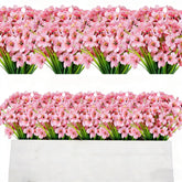 20 Bundles Artificial Flowers For Outdoor Outside Spring Summer Decoration Uv Resistant Faux Flowers No Fade Fake Plastic Plants Garden Porch Window Box Decorating (Pink)