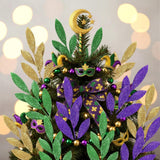 24 Pcs Mardi Gras Decor Leaf Picks 14" Tall Artificial Glitter Purple Green Gold Bay Picks And Sprays Carnival Centerpiece Tree Decorations For Mardi Gras Table Decor Vase Filler