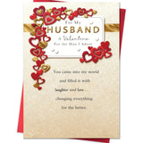 Valentines Day Card For Husband,Valentines Day Cards Gifts For Him,Valentines Card For Husband Men With Luxury Gold Red Heart Design