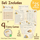 Winnie Baby Shower Games Boy - Pooh Baby Shower Bingo Cards For 25 Guests, Word Scramble Favors, Guess Who Mommy Or Daddy Game Ideas For Party Decorations