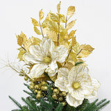 Store Christmas Poinsettia Artificial Velvet Magnolia Flower White And Gold Floral Picks Stems For Christmas Tree Decoration Pack Of 6 For Xmas Tree Wedding Centerpiece