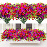Artificial Flowers For Outdoors 12 Bundles Artificial Petunias Fake Flowers Uv Resistant Shrubs Plants With Fern For Indoor Outside Hanging Planters Home Garden Spring Summer Decorations