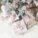 Rose Gold Christmas Ribbon Wired 2.5" Pink Christmas Tree Ribbon Garland Rose Gold Glitter Wired Ribbon For Crafts, Wreaths, Topper Bows, Gift Wrapping, Home Decor (6 Rolls 36 Yards)