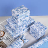 Baby Shower Wrapping Paper Roll For Boys Girls Kids Blue White Jungle Animals Design Gift Wrap Sheets For Holiday Birthday Baby Shower Party Packing Supplies - Total 28.5Sq.Ft