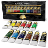 Acrylic Paint Set - 12 X 21Ml Tubes - Lightfast - Heavy Body - Rich Pigments - Great Tinting Strength - Acrylic Painting Supplies For Artists And Beginners - Premium Quality Paints