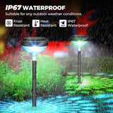 8 Pack Solar Pathway Lights IP67 Waterproof Color Changing & Warm White Garden Walkway Lights