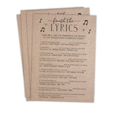 Wedding Bridal Shower Games – Fun Activities In Kraft Minimalist Style, Finish The Lyrics Game With Kraft Design