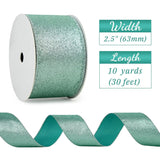 Sage Green Glitter Wired Ribbon 2.5 Inch X 10 Yard Green Christmas Ribbon For Wreaths And Bows, Crafts And Floral Supply, Green Glitter Spring Ribbon, Summer Ribbon, Wedding, Home Decor