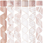 Rose Gold Christmas Ribbon Wired 2.5" Pink Christmas Tree Ribbon Garland Rose Gold Glitter Wired Ribbon For Crafts, Wreaths, Topper Bows, Gift Wrapping, Home Decor (6 Rolls 36 Yards)