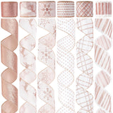 Rose Gold Christmas Ribbon Wired 2.5" Pink Christmas Tree Ribbon Garland Rose Gold Glitter Wired Ribbon For Crafts, Wreaths, Topper Bows, Gift Wrapping, Home Decor (6 Rolls 36 Yards)