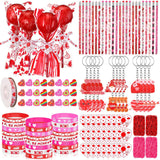 Valentine'S Day Gifts Bulk - 24 Pack Giant Lollipop-Shaped Stationery Gift Set With Valentine'S Card Pencil Eraser Keychain Bracelet Classroom Prize Exchange Party Favors