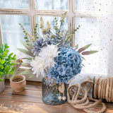 Fake Flowers With Vase, Hydrangea Artificial Flowers In Vase Faux Flowers Arrangement Suitable For Home Kitchen Living Room Fall Spring Decor Office Decoration, Centerpiece Table Decorations