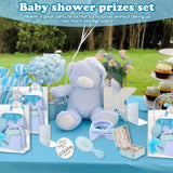 6 Sets Baby Shower Prizes For Winners Headband Hair Brush Jewelry Box Sleep Mask Compact Mirror Powder Puff Hair Tie Gift Bag Baby Shower Favors Bridal Shower Thank You Gifts For Guests (Blue)