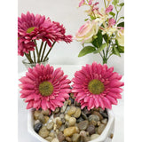 10Pcs Artificial Daisy Artificial Flowers Gerbera Daisy Silk Flowers Faux Flower For Party Home Kitchen Garden Wedding Decor(Hot Pink)