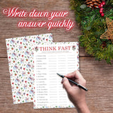 20 Pieces Christmas Game Cards - Think Fast - 7 X 10" Holiday Party Game Activity Set For Adult Office Annual Festive Events Xmas Party Favor And Decorations (Snowman)- A04
