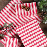 Christmas Wrapping Paper Roll, Classic Red & White Striped Gift Wrap For Christmas, Holiday, Winter Party, 17 Inch X 33 Feet