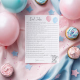 Dad Jokes Gender Reveal Party Game, Daddy Jokes Baby Shower Trivia Games — Pack Of 25 — Fun Dad Joke Game, Elephant Pink Or Blue, Funny Trivia, Baby Sprinkle, Co-Ed Couples Shower, Birthday G510-Djk