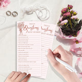 Wedding Shower Games Cards, 4 X 9 Inch Bridal Shower Games 25 Guests, Engagement Party Wedding Games For Guests, Pink Wedding Party Supplies - A12