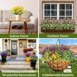 48 Bundles Artificial Faux Flowers Plastic Flower Plants Faux Outdoor Flowers Boxwood Plastic Shrubs Plants For Patio Porch Garden Home Farmhouse Vase Pots Hanging Planters (Classic)