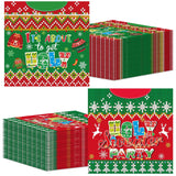 100Pcs Merry Christmas Ugly Sweater Napkins Disposable, 6.5 X 6.5 Inches Red Green Tacky Sweater Xmas Party Decoration Paper Napkins For Christmas Holiday Family Gatherings Home Office Decor