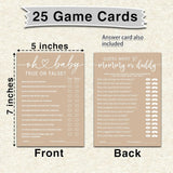Hilarious Baby Shower Game Cards Ideas, 5" X 7" Double-Sided Baby Shower Games For Girl Or Boy, Brown Minimalism Gender Reveal Party Supplies - E08