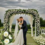 Flower Garland 4Pcs(26Ft), White Rose Garlands Decoration, White Fake Rose Garlands, Vines For Bedroom Flower Garland For Backdrop, Artificial Flowers Wedding Decor, Arch Garden Ceremony Wall Decor