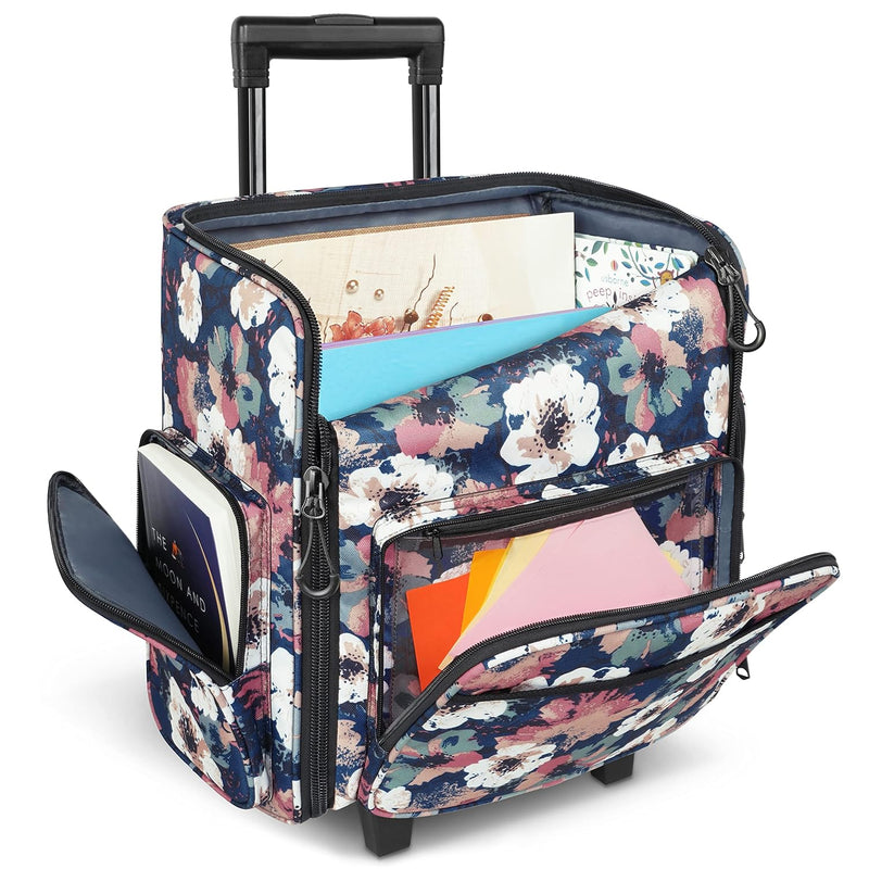 Rolling Craft Bag, Scrapbook Tote Bags With Wheels, Teacher Rolling Cart For W