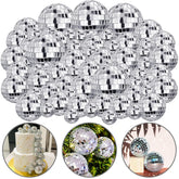 108 Pcs Disco Ball Cake Ornaments Reflective Mirror Ball 70S Themed Party Decoration Silver Disco Table Decor For Christmas Tree Dance Music