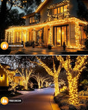 2 Pack 92FT Solar String Lights 240 LED Warm White Waterproof Patio Garden Lights