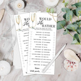 Wedding Shower Games Cards, Would She Rather, 25 Pcs Pearls And Champagne Bridal Wedding Activities Game Cards For Guests, Engagement Bachelorette Party, Bridal Shower Party Decorations, 4X9 Inch-C02