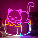 Sushi Cat Neon Sign Dimmable LED Wall Light for Japanese Restaurant Kitchen Café Decor