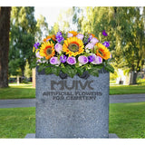 Artificial Cemetery Flowers Saddle - Memorial Flowers Bouquet - Outdoor Grave Decorations,Sympathy Flower - Rose Sunflower Hyacinth