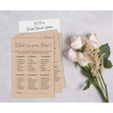 50-Pack Kraft Rustic Whats In Your Purse Bridal Shower Game Wedding Shower Bachelorette Party Bulk Activity Game Cards