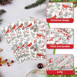 100 Pcs Christmas Cardinal Birds Paper Napkins Winter Xmas Disposable Guest Napkin Red Berries Cedar Cones Bathroom Hand Towel For Holiday Party Tableware Supplies