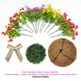 3 Pack Artificial Hanging Flower Baskets With Linen Bows, Decorative Fake Hanging Planters With 36 Pcs Uv Resistant Flowers For Spring Summer Indoor Outdoor Garden Porch Decor(Multicolour)