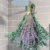 110 Pcs Dried Preserved Eucalyptus Stems & Lavender Flowers Bundles For Shower,17'' Natural Real Live Eucalyptus Leaves Hanging Lavender Shower Plant, Shower Plants Natural Fragrance Home Decor (110)