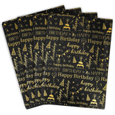 100 Sheets Black & Gold Birthday Tissue Paper - 20" X 14", Happy Birthday Design For Gift Bags & Parties